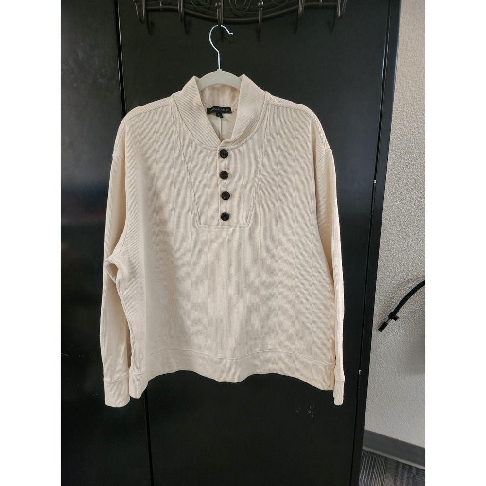 Banana‎ Republic Henley Sweater Mens XXL Beige 100% Cotton